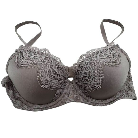 VICTORIA'S SECRET‎ 34B Gray Lace Dream Angels Underwire Lined Demi Push Up Bra - Picture 1 of 6